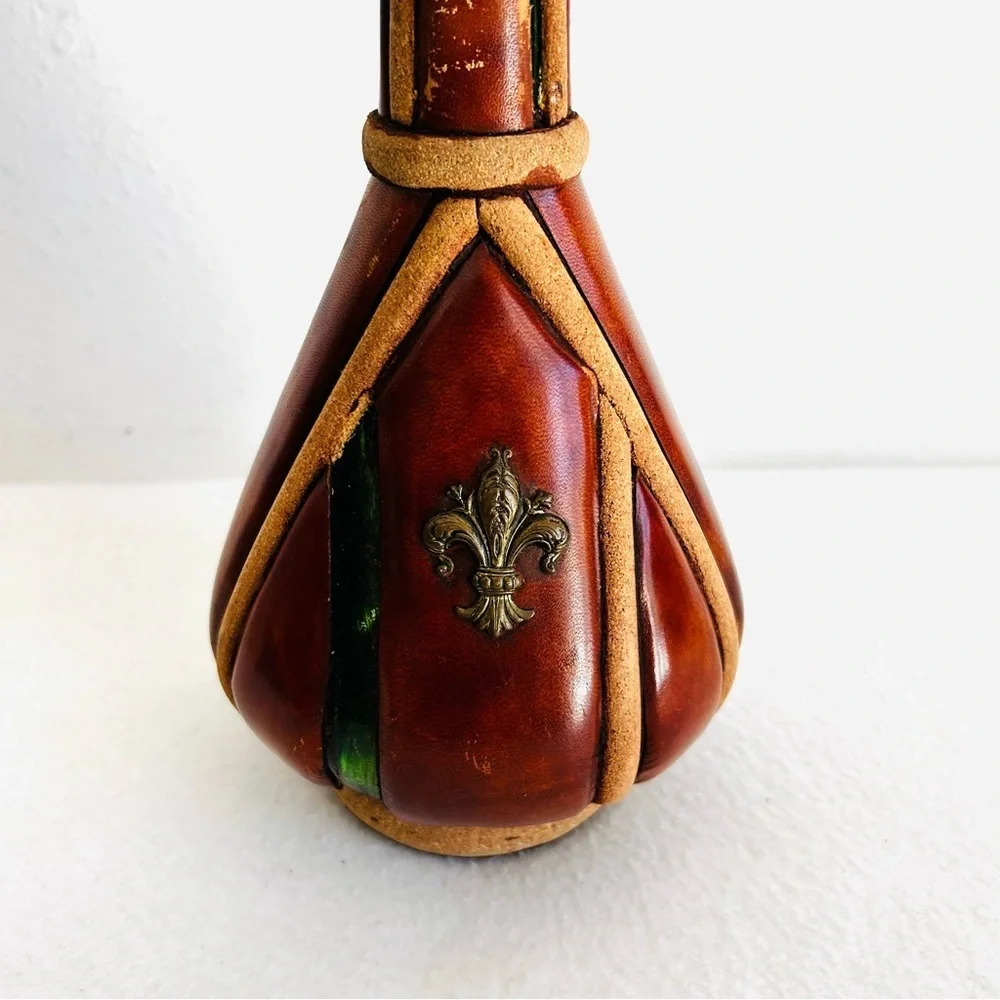Vintage Italian Leather Wine Bottle Decanter